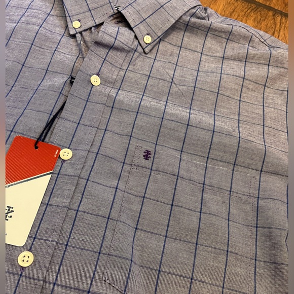 NWT Izod men’s purple striped button down up shirt cotton pocket size large - Picture 3 of 10